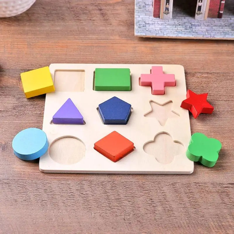 Wooden Geometric Shapes Montessori Puzzle